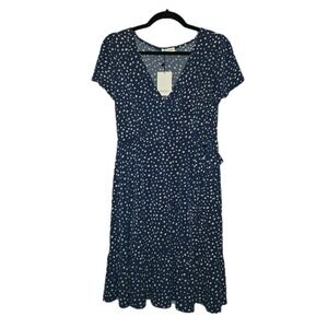 Petite Assembly Polka Dot Wrap Dress Women's Medium Petite Short Sleeves NWT